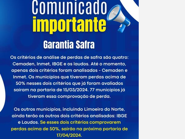 Comunicado importante